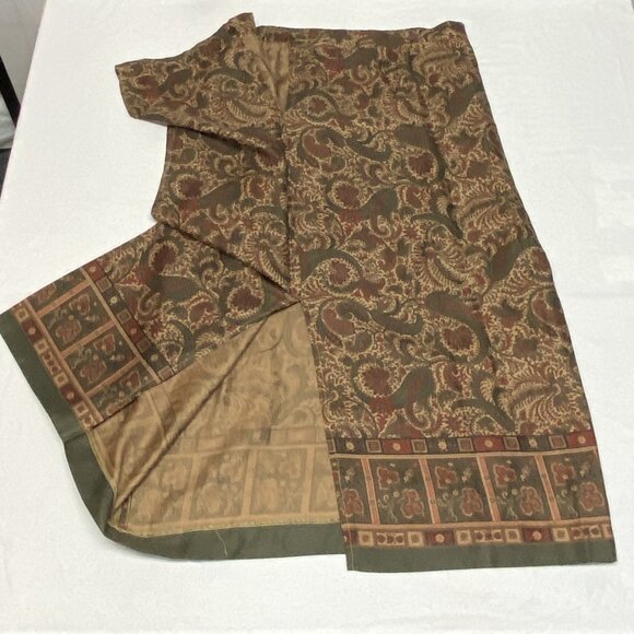 Pendleton Classic Paisley Border Print Faux Wrap Midi Skirt Green Rust 16 NWOT - Picture 8 of 12